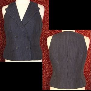LINDA ALLARD ELLEN TRACY navy blue striped vest 6💥